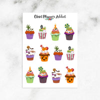 Cute Halloween Cupcakes Planner Stickers (S-648)