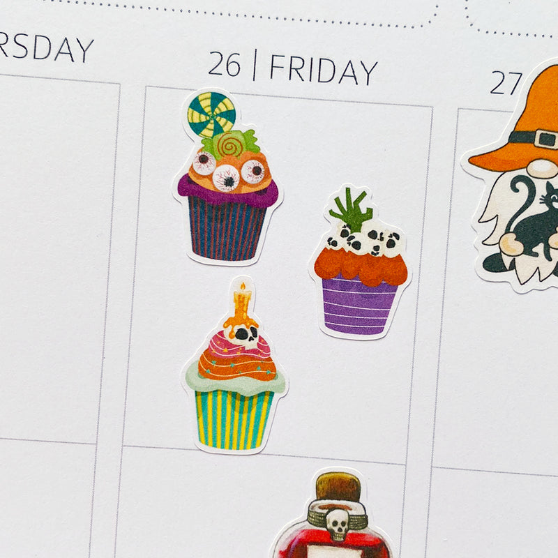 Cute Halloween Cupcakes Planner Stickers by Closet Planner Addict (S-648)