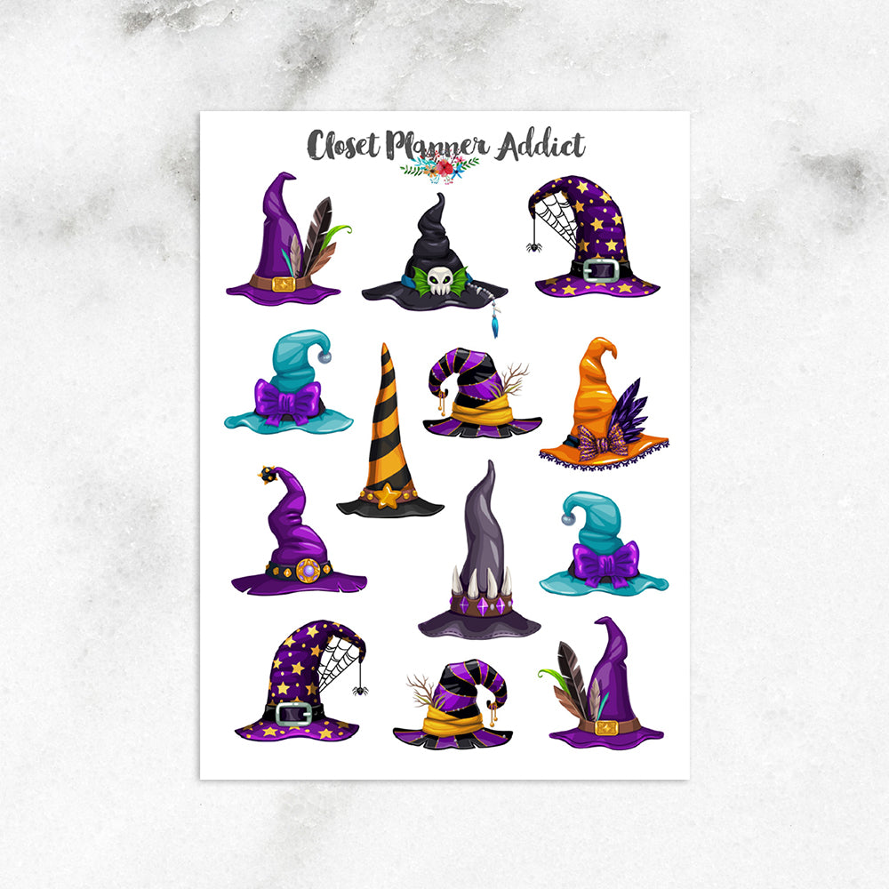Witch's Hats Planner Stickers | Halloween Stickers (S-651)