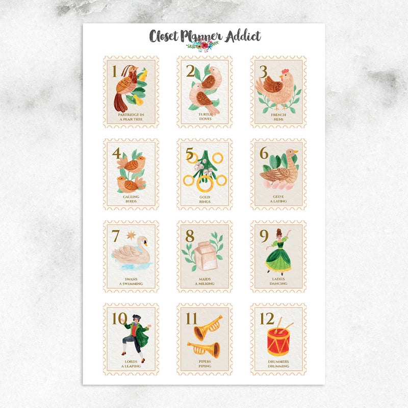12 Days of Christmas Planner Stickers (S-655)