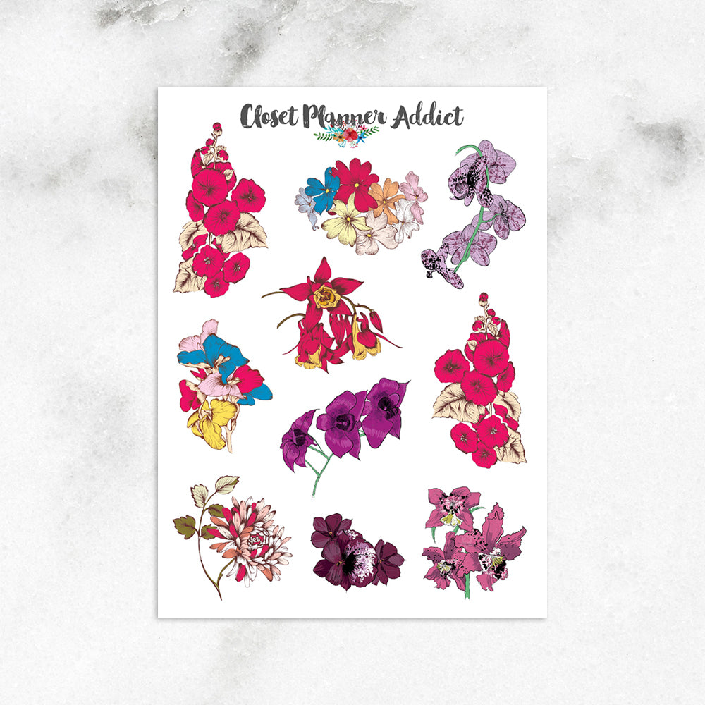 Colourful Floral Planner Stickers (S-658)
