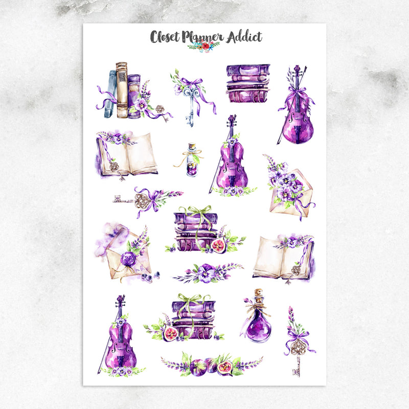 Violet Books and Violins Planner Stickers (MGB-APR18)