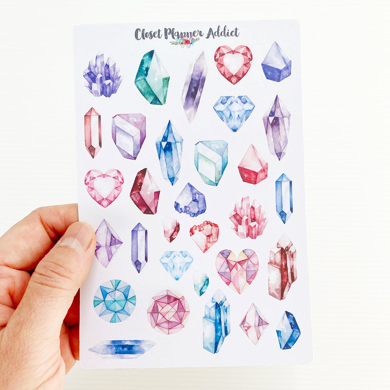 Watercolour Crystals and Gems Planner Stickers (MGB-AUG17)
