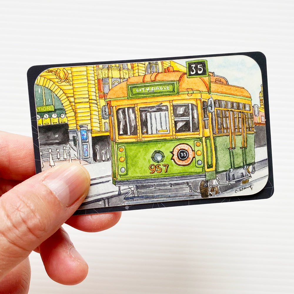 No 35 City Circle Tram Melbourne Vinyl Travel Card Sticker by Closet Planner Addict
