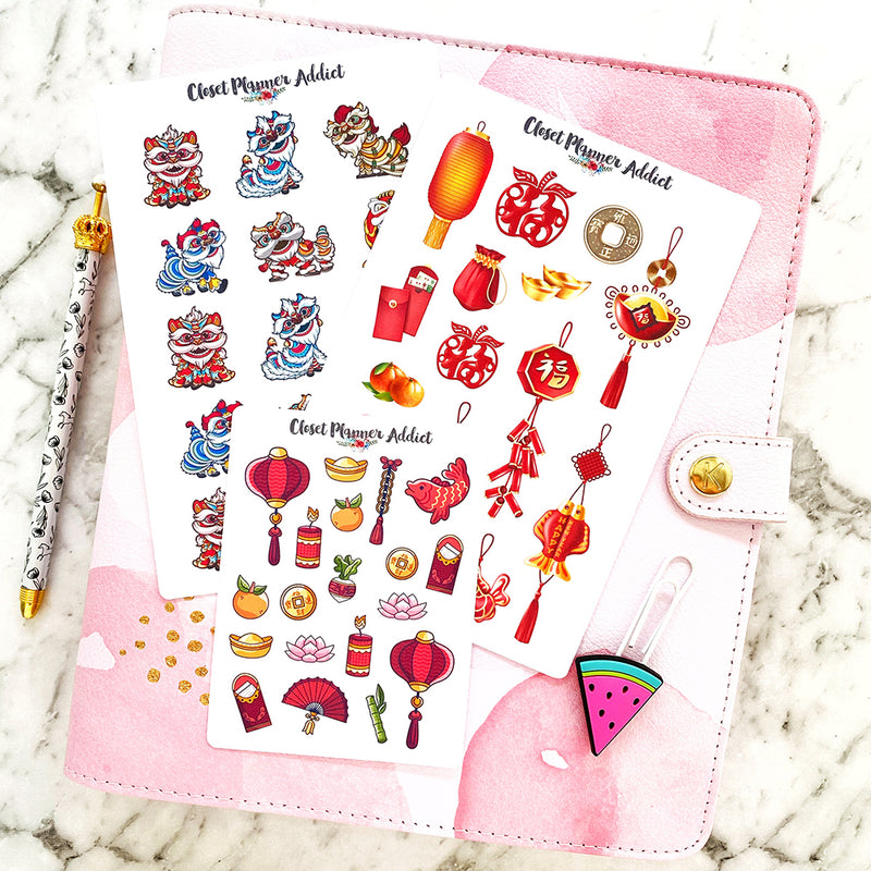 Chinese New Year Planner Stickers | Lunar New Year Stickers (S-538)