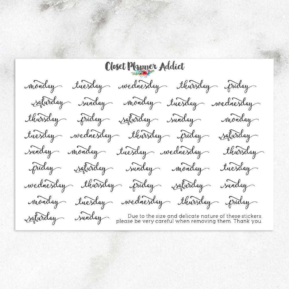 Days of the Week Planner Stickers (DATE-003)
