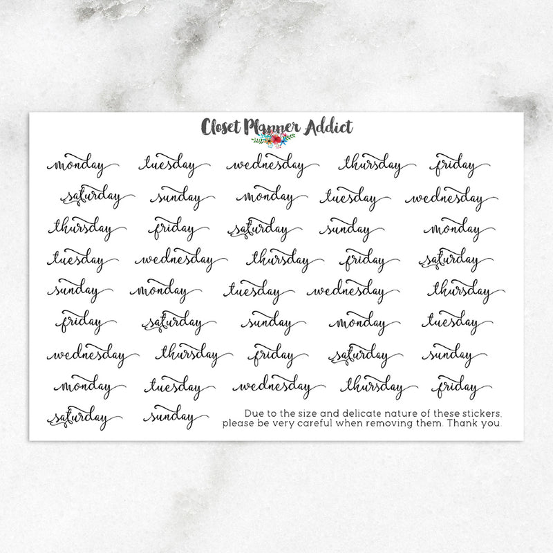 Days of the Week Planner Stickers (DATE-003)