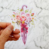 Flowers and Umbrella Die Cut Stickers (DC-012)