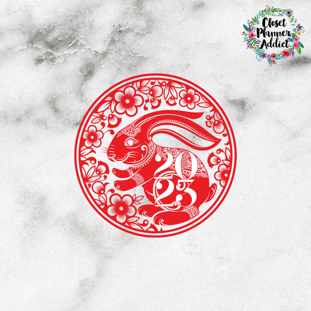 Chinese New Year Die Cut Sticker | Year of the Rabbit 2023 Die Cut Sticker (DC-031)