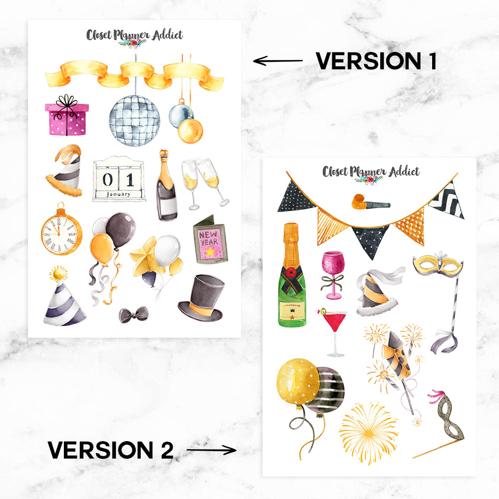 Happy New Year Planner Stickers by Closet Planner Addict (MGB-DEC21)