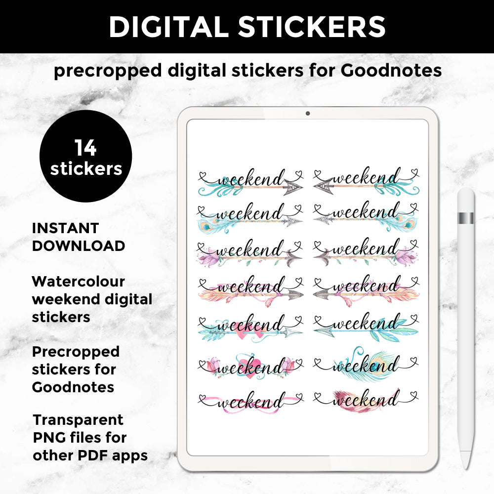 Weekend Digital Planner Stickers | Instant Download | DIGITAL STICKERS (DIGI-006)