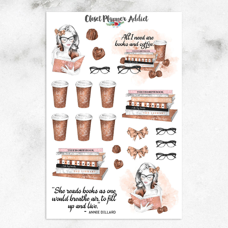 Book and Coffee Lovers Planner Stickers (MGB-FEB17)