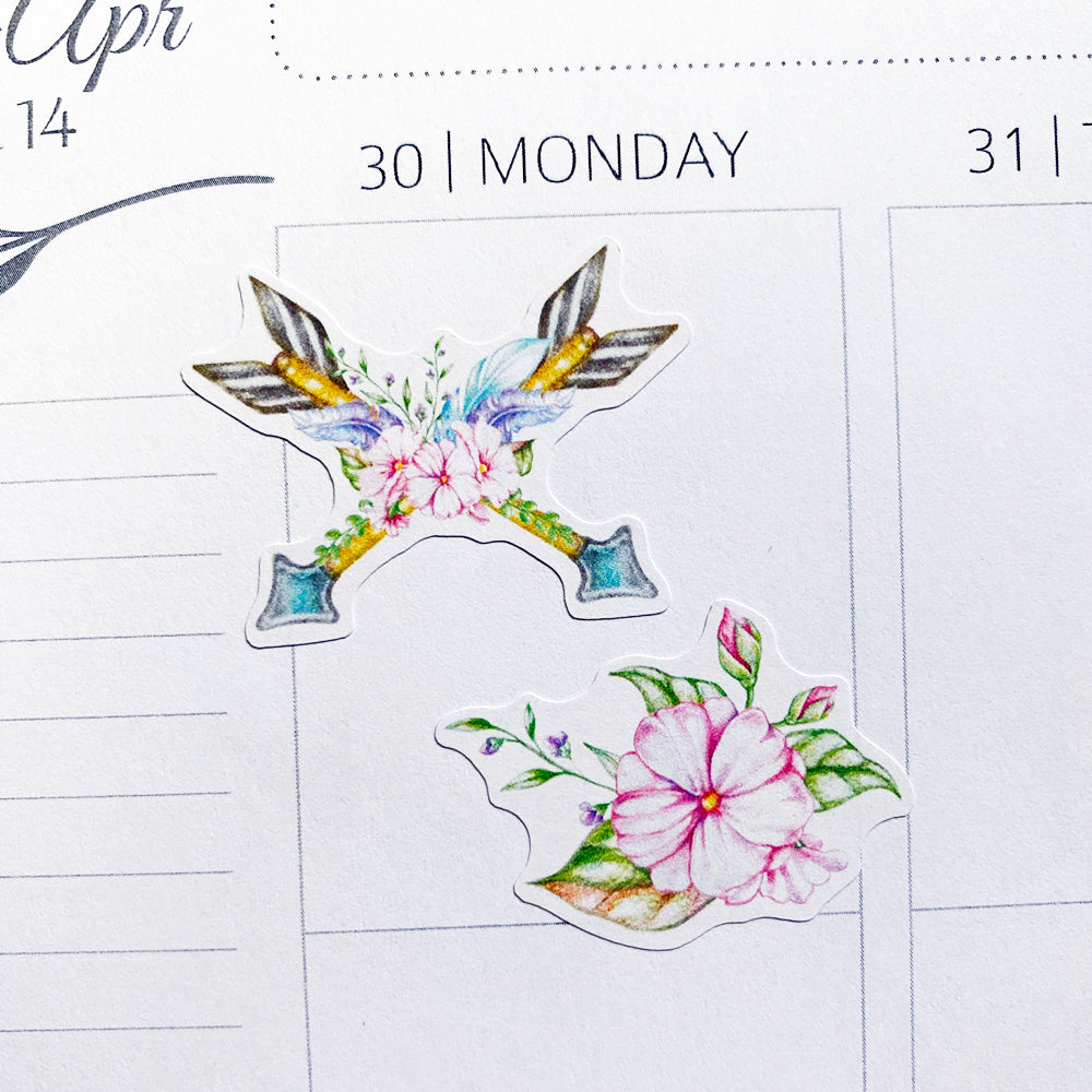 Watercolour Florals Planner Stickers Closeup (MGB-FEB21)