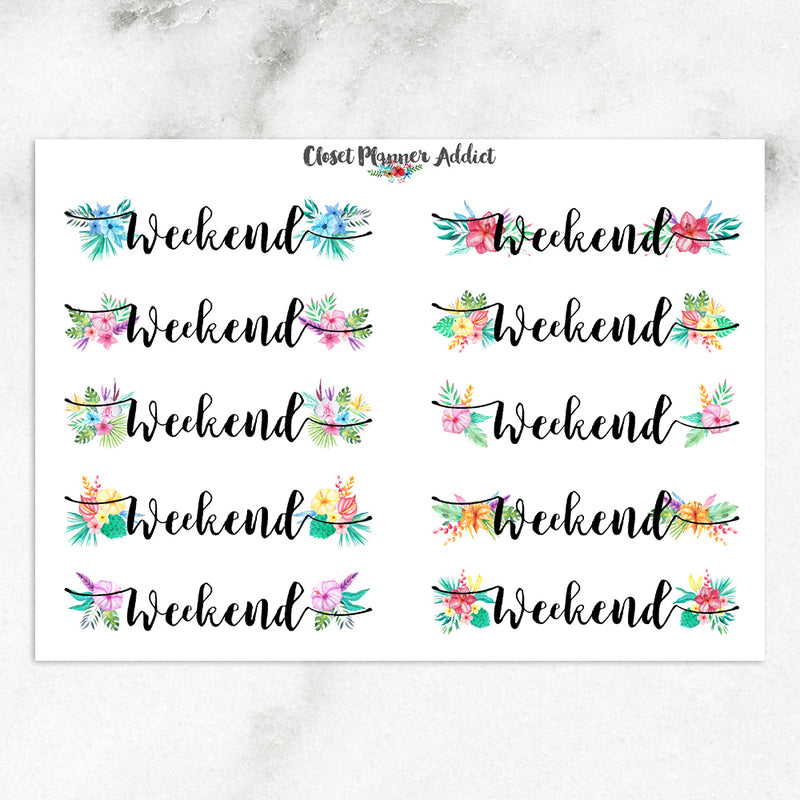 Tropical Floral Weekend Planner Stickers (FP-003)