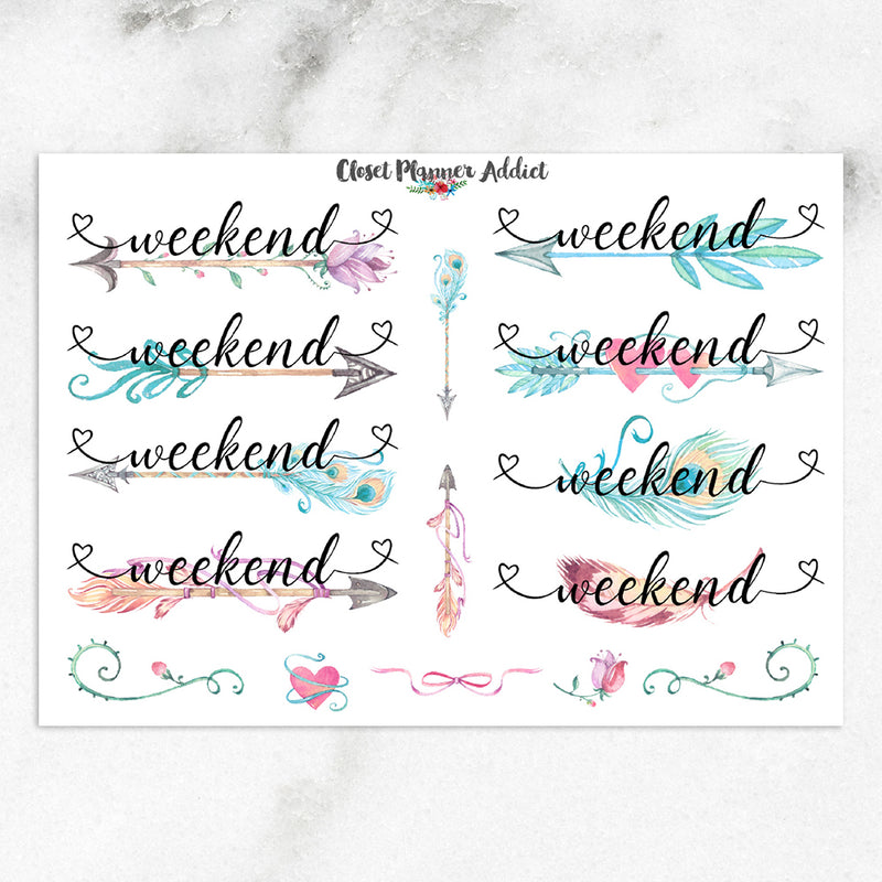 Watercolour Weekend Planner Stickers (FP-005)