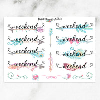 Watercolour Weekend Planner Stickers (FP-005)