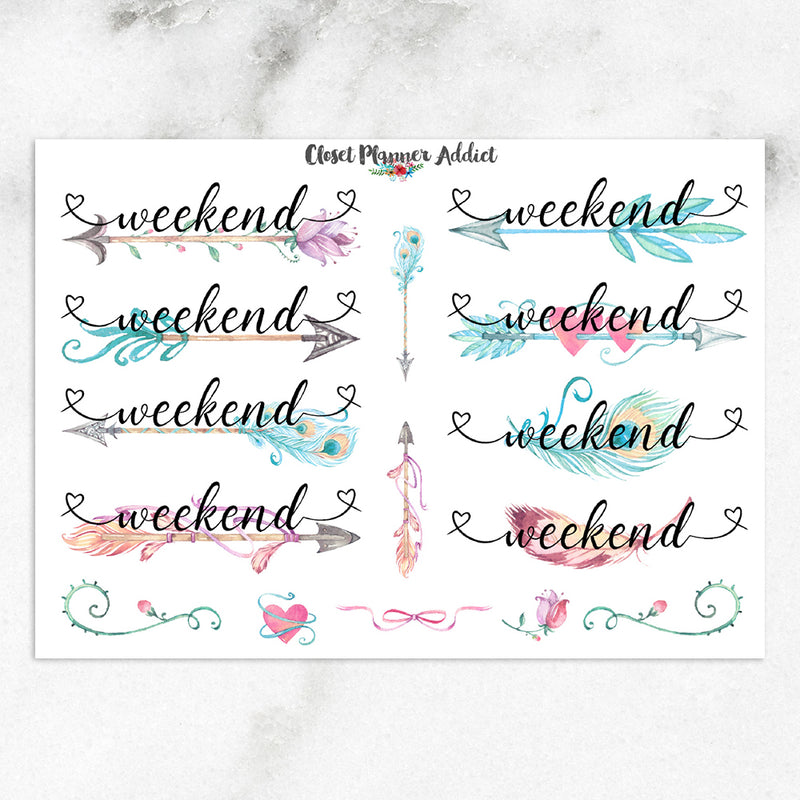 Watercolour Weekend Planner Stickers (FP-005)