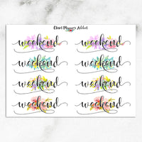 Watercolour Weekend Planner Stickers (FP-008)