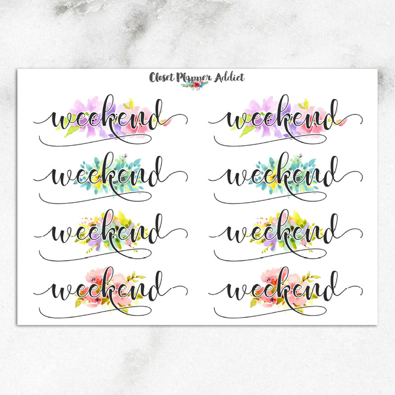 Watercolour Weekend Planner Stickers (FP-008)