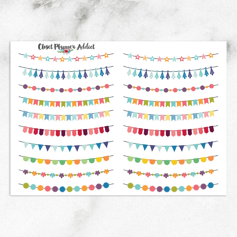 Colourful Flags and Buntings Planner Stickers (FP-010)