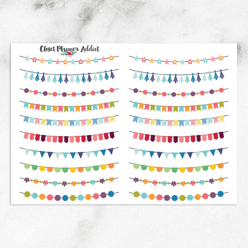 Colourful Flags and Buntings Planner Stickers (FP-010)