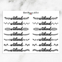 Monochromatic Weekend Planner Stickers (FP-011)