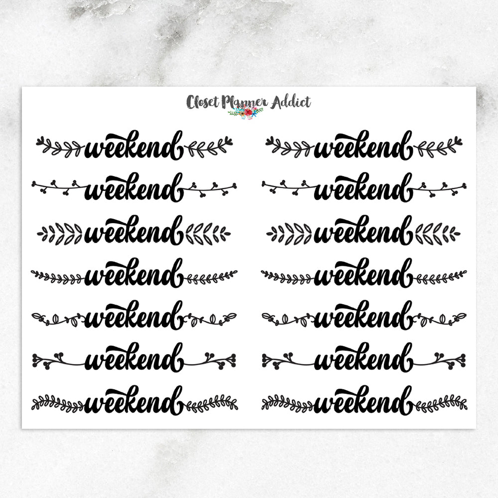 Monochromatic Weekend Planner Stickers (FP-011)