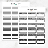 Monochromatic Planner Labels and Half Box Stickers (FP-017)