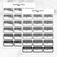 Monochromatic Planner Labels and Half Box Stickers (FP-017)