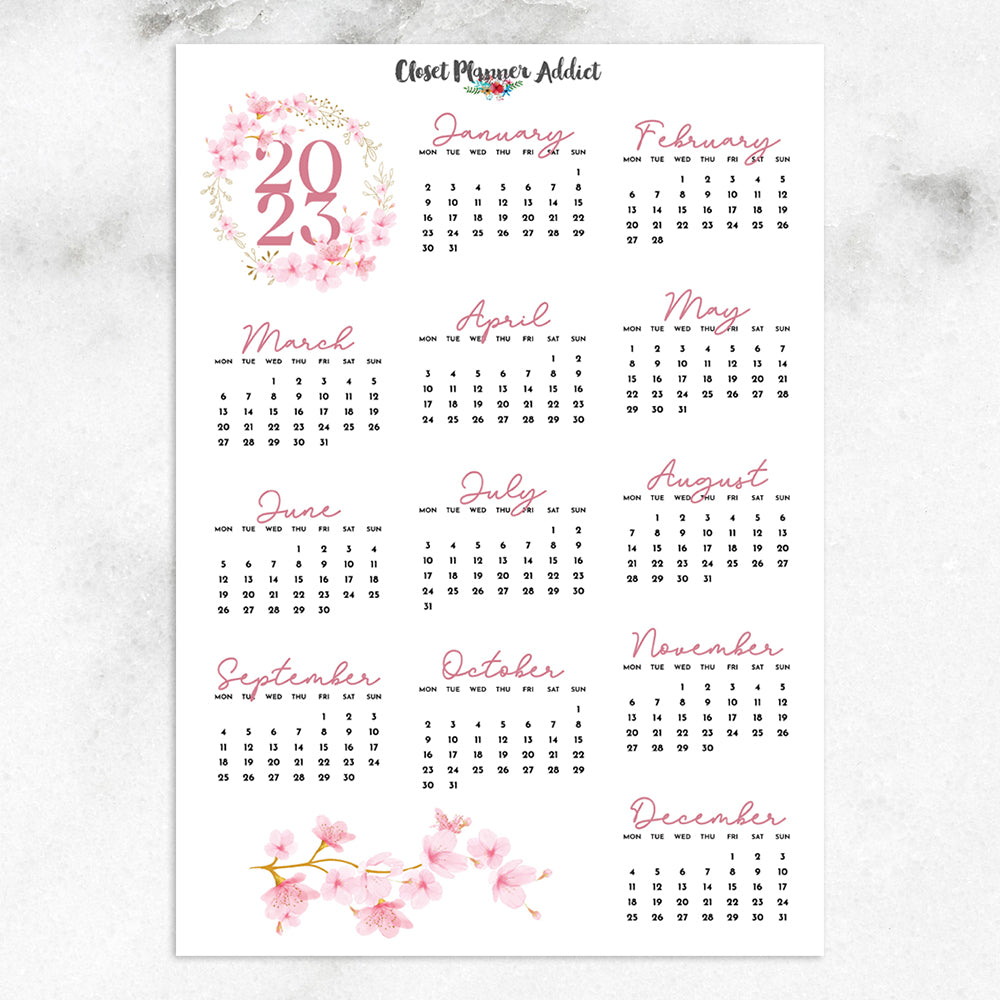 2023 Calendar Planner Stickers | Cherry Blossoms (FP-037)