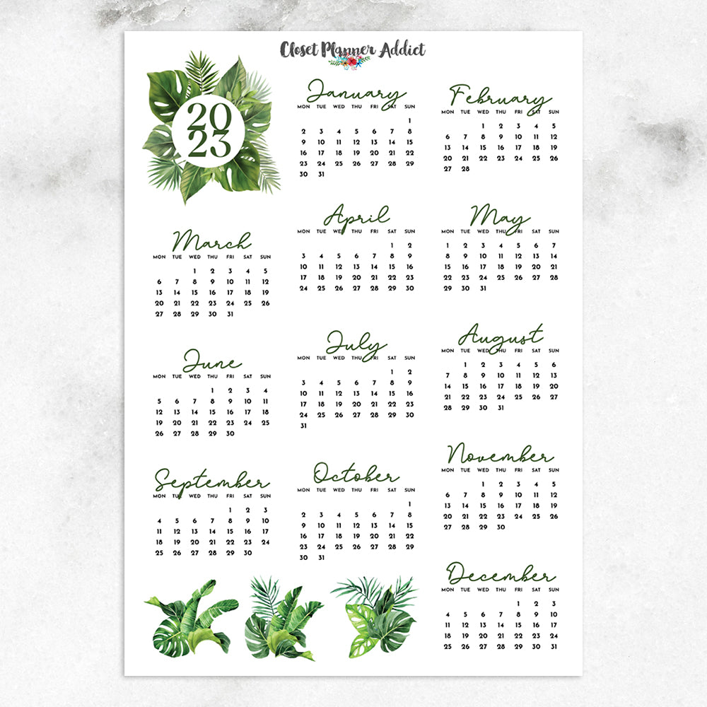 2023 Calendar Planner Stickers | Monstera (FP-038)