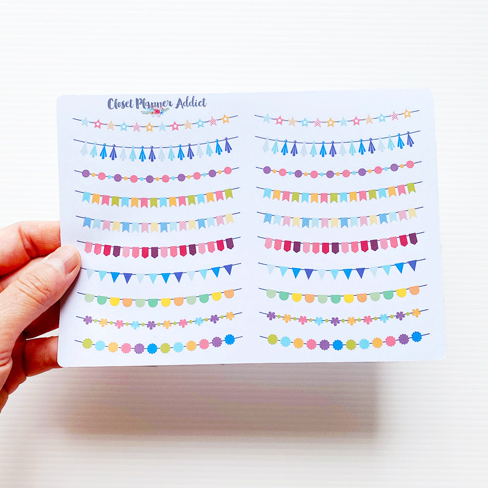 Colourful Flags and Buntings Planner Stickers (FP-010)