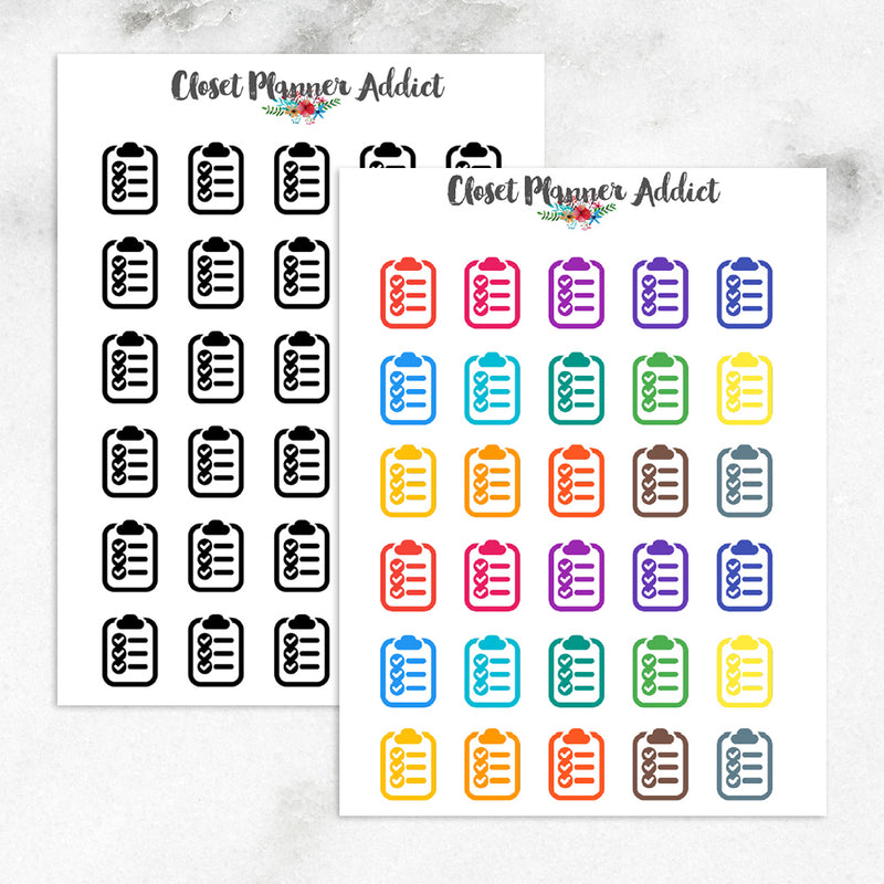 Checklist Clipboard Icons Planner Stickers (I-004)
