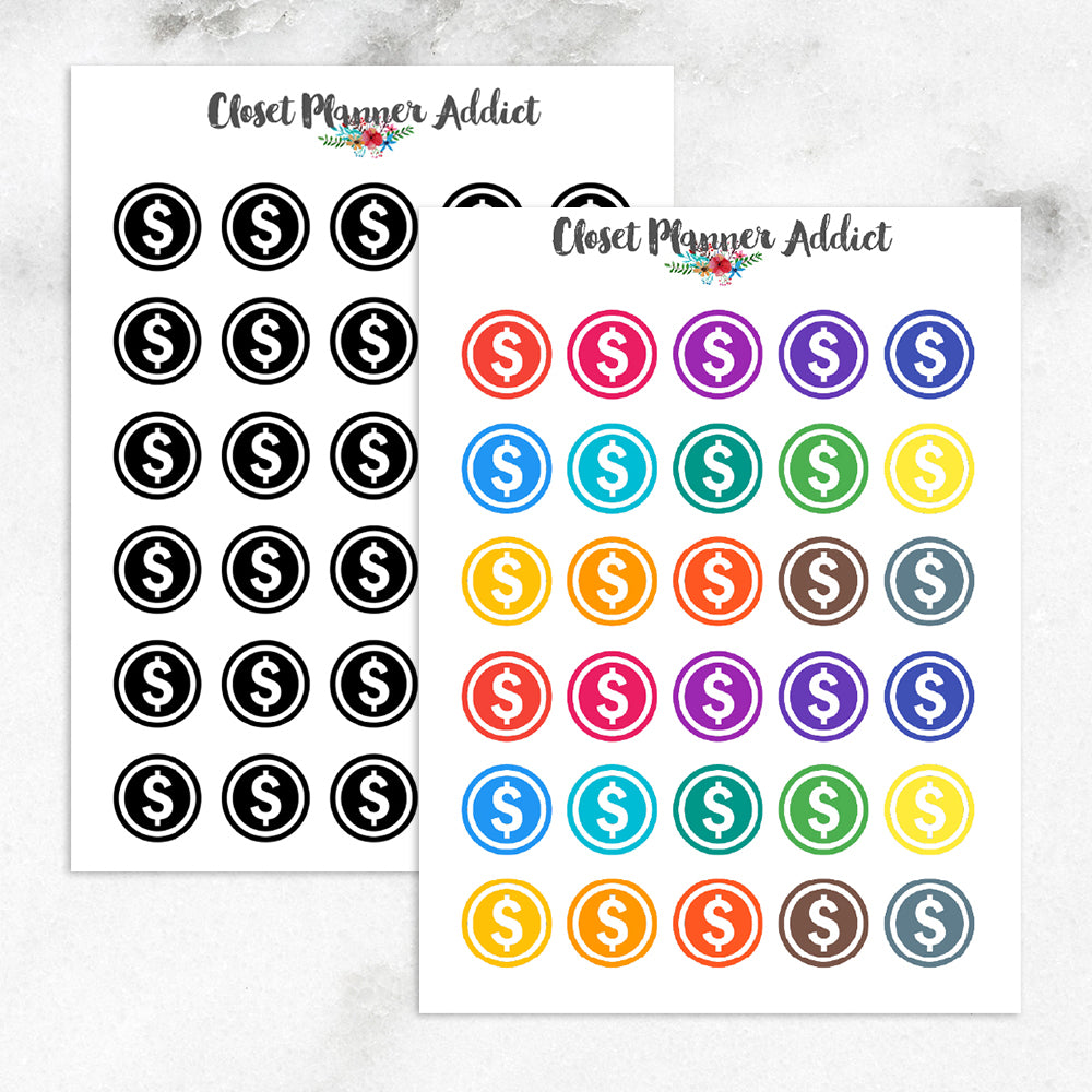 Dollar Sign Icons Planner Stickers (I-007)