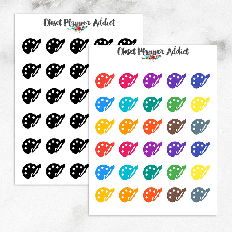 Paintbrush & Easel Art Icon Planner Stickers (I-017)