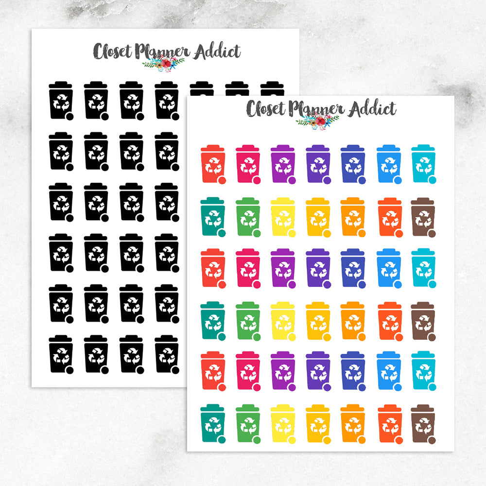 Recycling Bin Icon Planner Stickers (I-019)