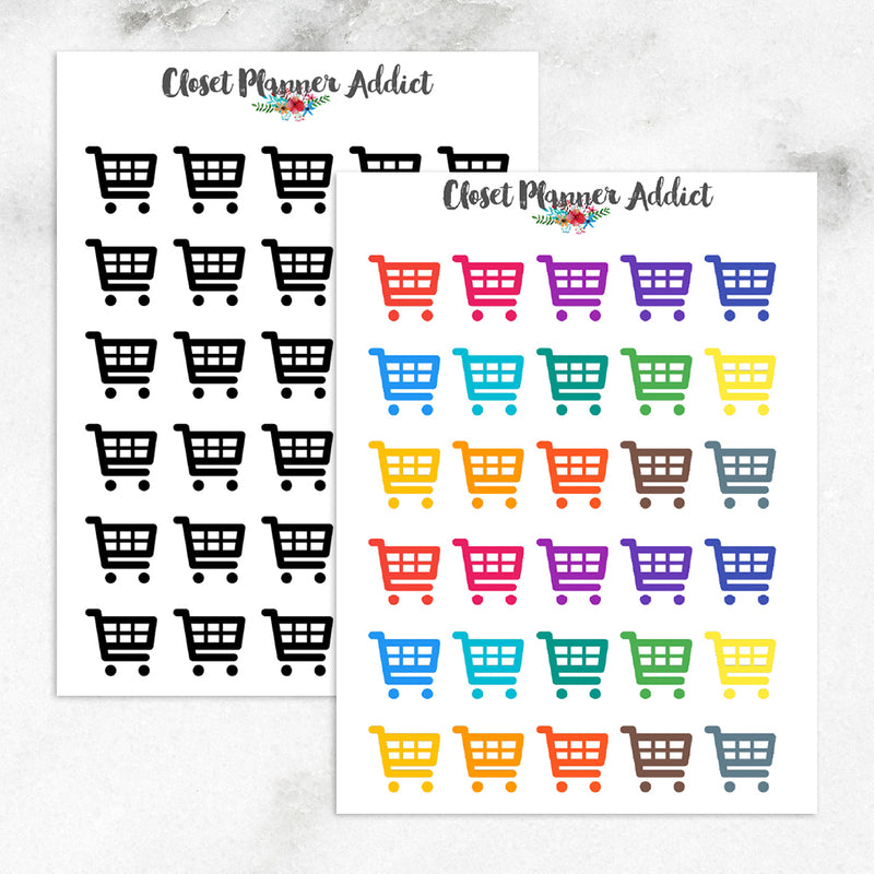 Shopping Cart Icon Planner Stickers (I-021)