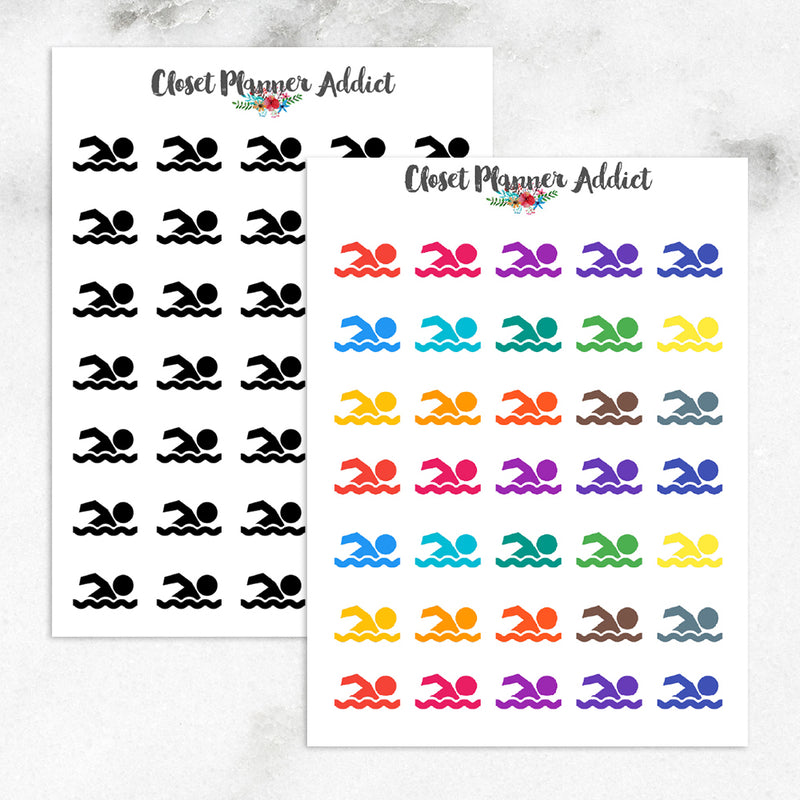 Swimming Icons Planner Stickers (I-022)