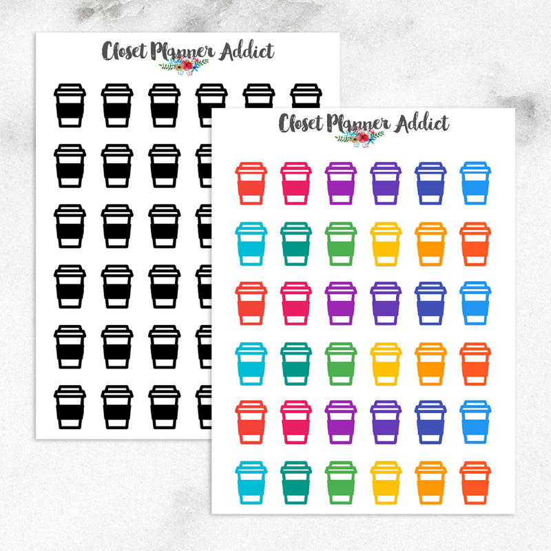 Coffee Takeaway Icons Planner Stickers (I-023)