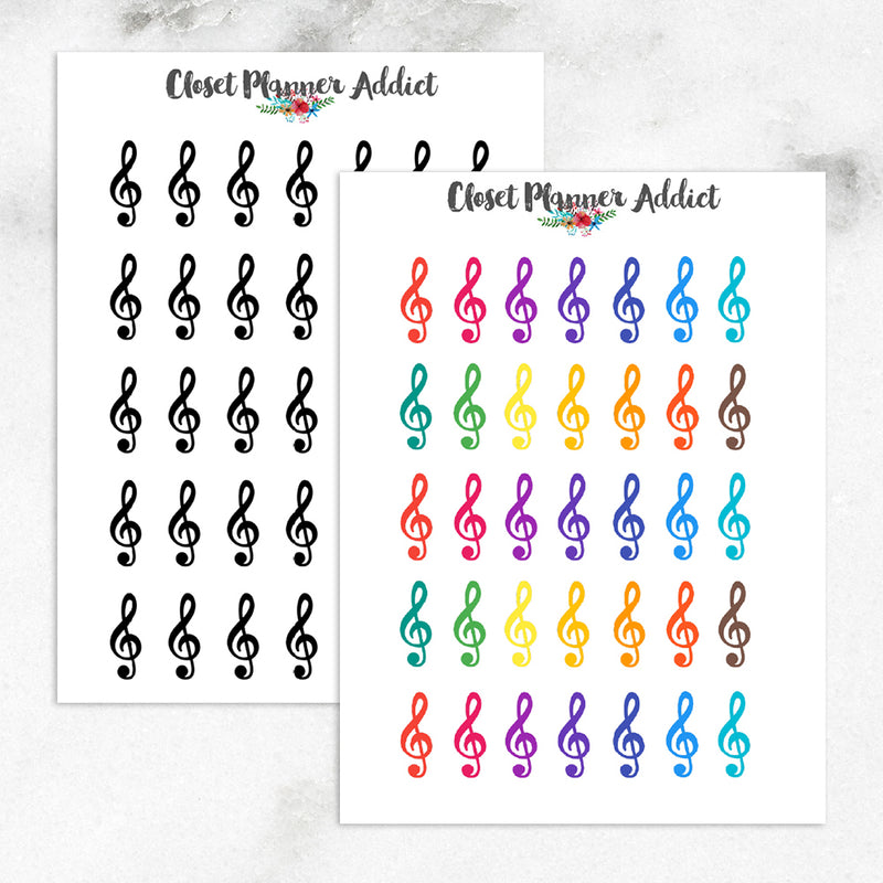Treble Clef Music Icons Planner Stickers (I-024)