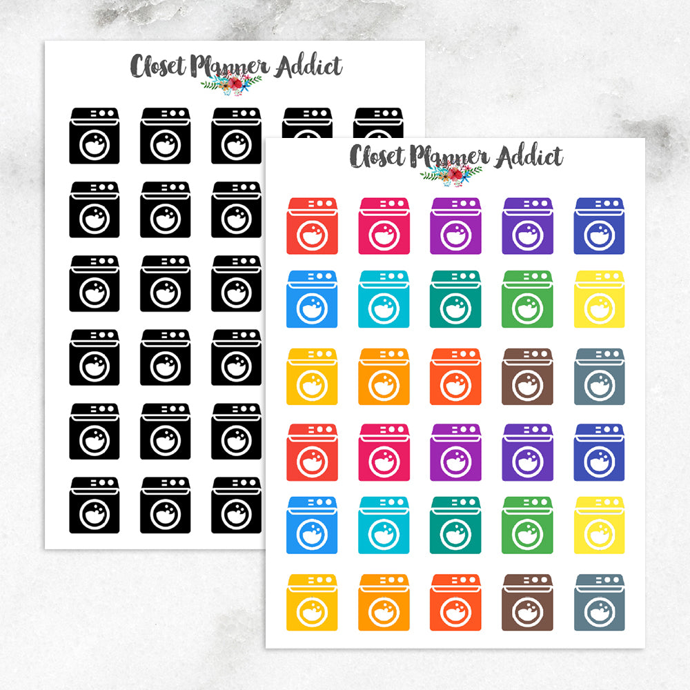Washing Machine Laundry Icons Planner Stickers (I-026) – Closet Planner ...