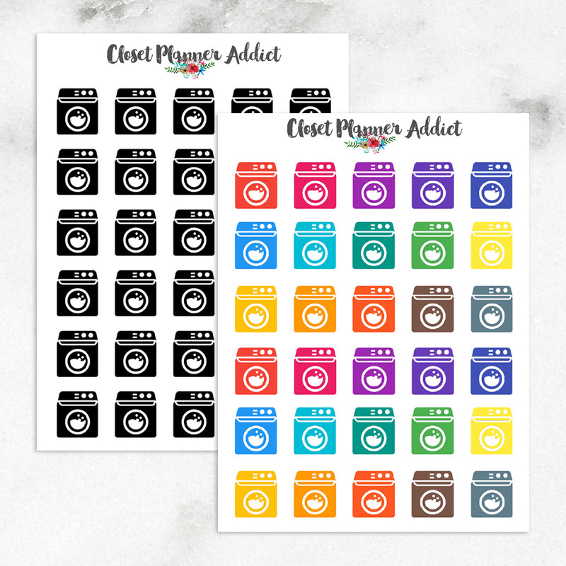 Washing Machine Laundry Icons Planner Stickers (I-026)