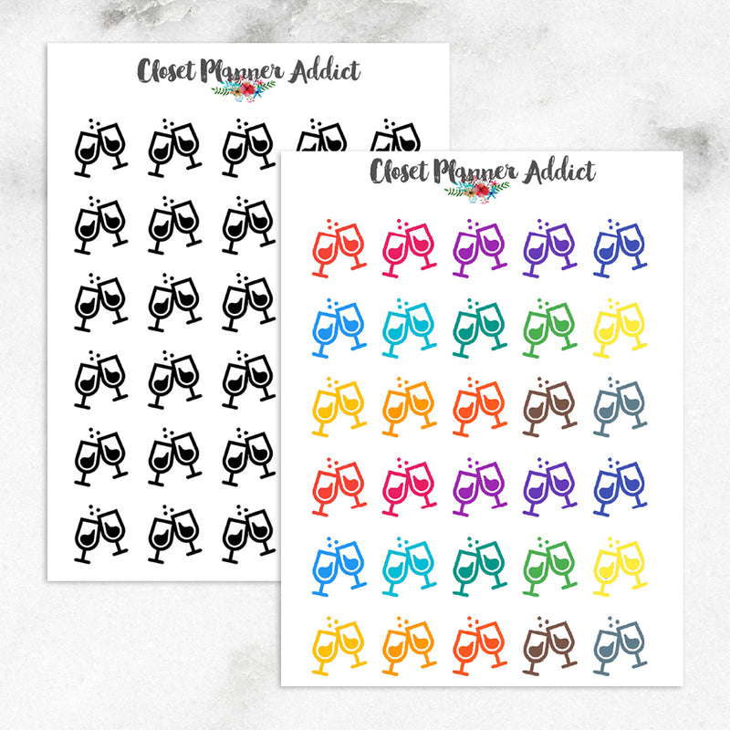 Wine Glass Icon Planner Stickers (I-027)