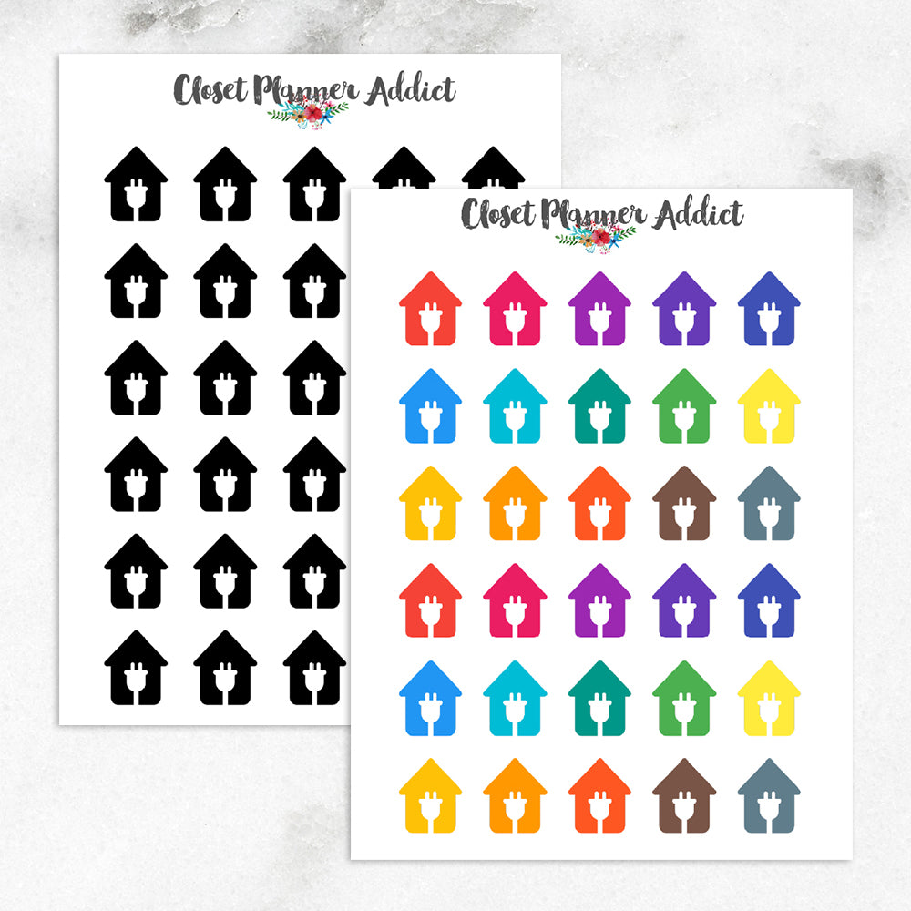 House Electricity Icons Planner Stickers | Bills Due (I-035)