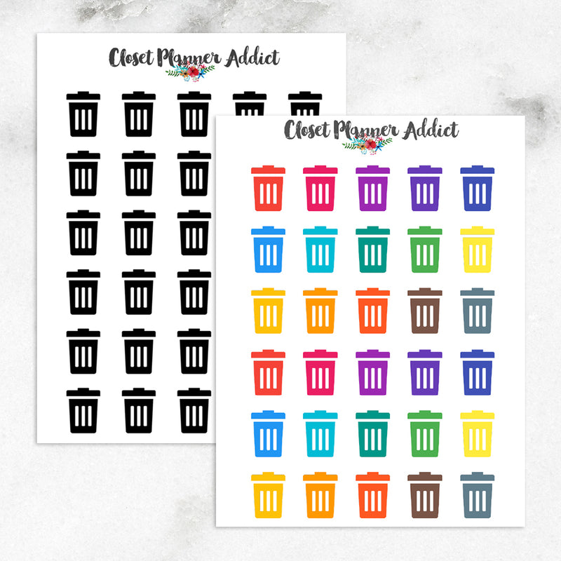 Rubbish Bin Icons Planner Stickers (I-041)