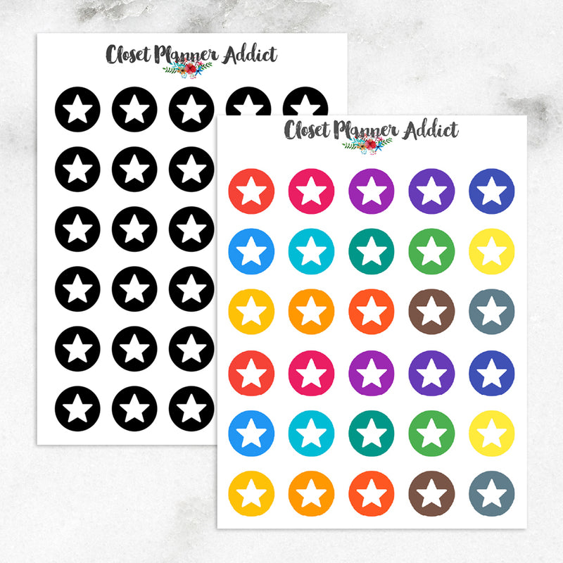 Round Stars Icons Planner Stickers (I-042)