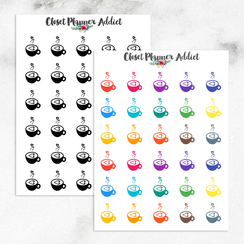 Coffee Cup Planner Stickers (I-065)