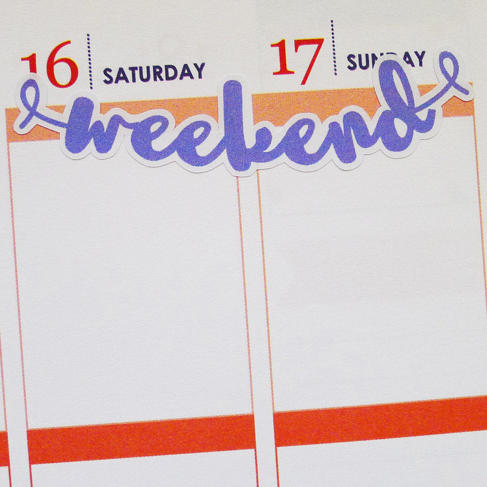 Rainbow Weekend Brush Script Planner Stickers (FP-002)