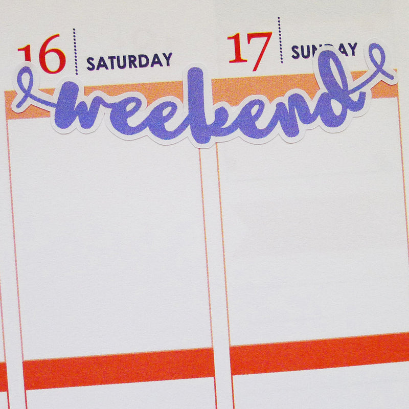 Rainbow Weekend Brush Script Planner Stickers (FP-002)