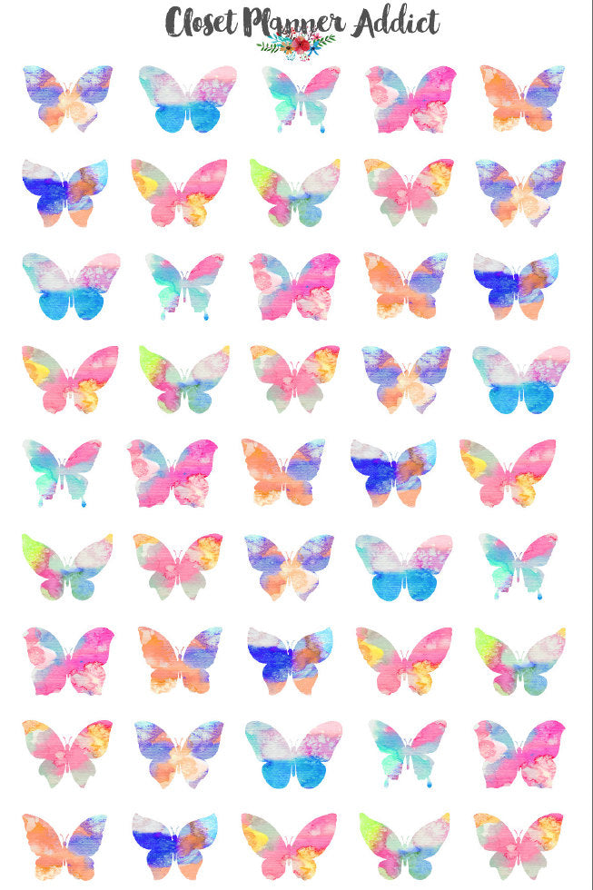 Watercolour Butterflies Planner Stickers (S-057)